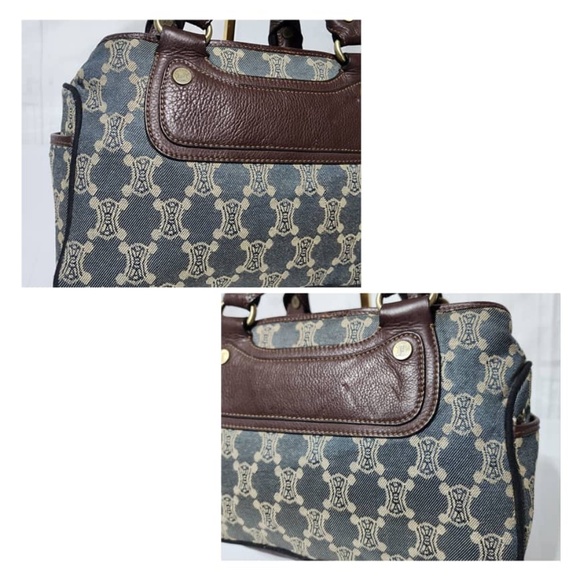 Authentic Céline Vintage Macadam Denim Boogie Handbag Blue/Brown - Picture 7 of 13